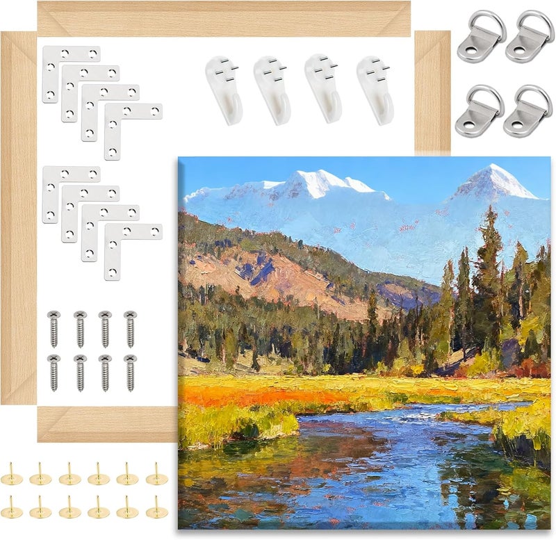 EVNEED 2 Pack DIY Canvas Stretcher Bars 20x20 Inch Canvas Frame,Sturdy Stretcher Frames for Oil Paintings,Prints,Paint by Numbers & Posters(Need Extra Size to wrap Around The Frame) - Image 1